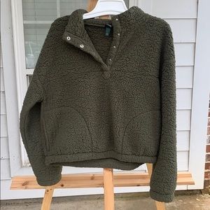 Wild fable Olive green cropped Sherpa jacket